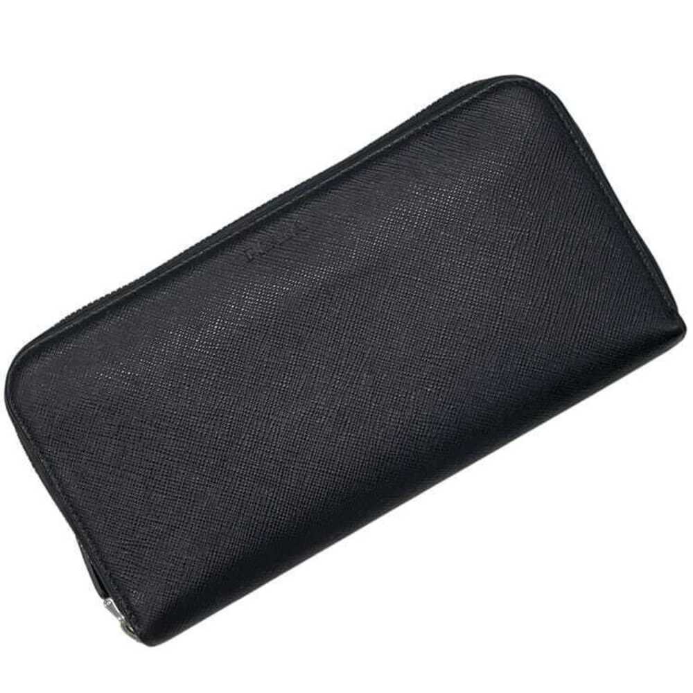 Prada Round Zip Long Wallet Saffiano Leather Single Nero Black